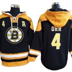 Boston Bruins #4 Bobby Orr Black Ageless Must-Have Lace-Up Pullover Hoodie