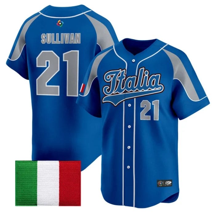 Alternative view of Brett Sullivan Jersey #21 Team Italy 2026 World Baseball Classic Stitched