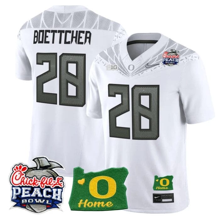 Bryce Boettcher Jersey #28 Oregon Ducks 2026 Peach Bowl Oregon State White