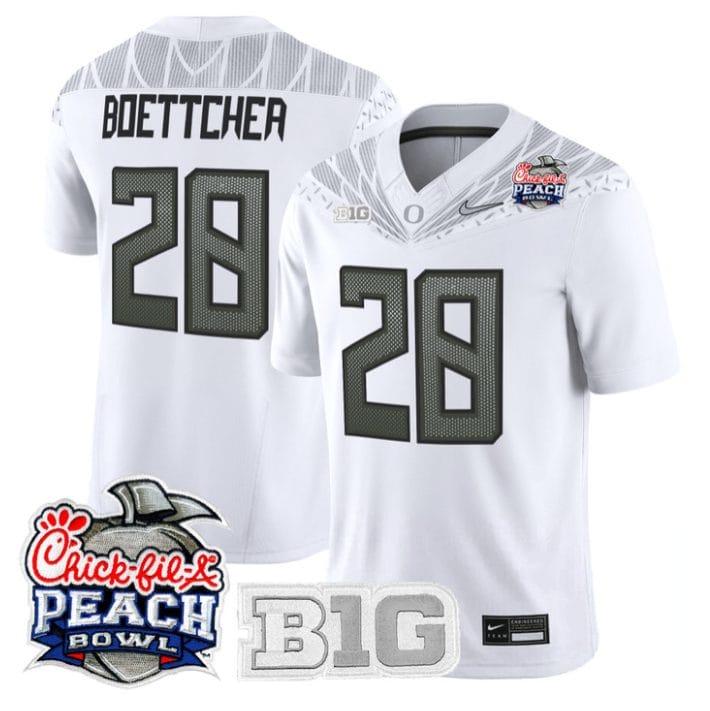 Bryce Boettcher Jersey #28 Oregon Ducks 2026 Peach Bowl Patch Stitched - Image 4