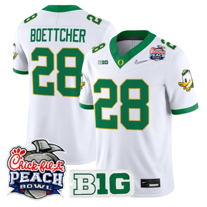 Bryce Boettcher Jersey #28 Oregon Ducks 2026 Peach Bowl Patch Stitched - Image 3