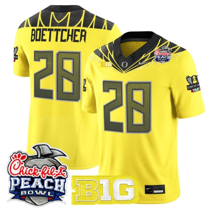 Bryce Boettcher Jersey #28 Oregon Ducks 2026 Peach Bowl Patch Stitched - Image 5