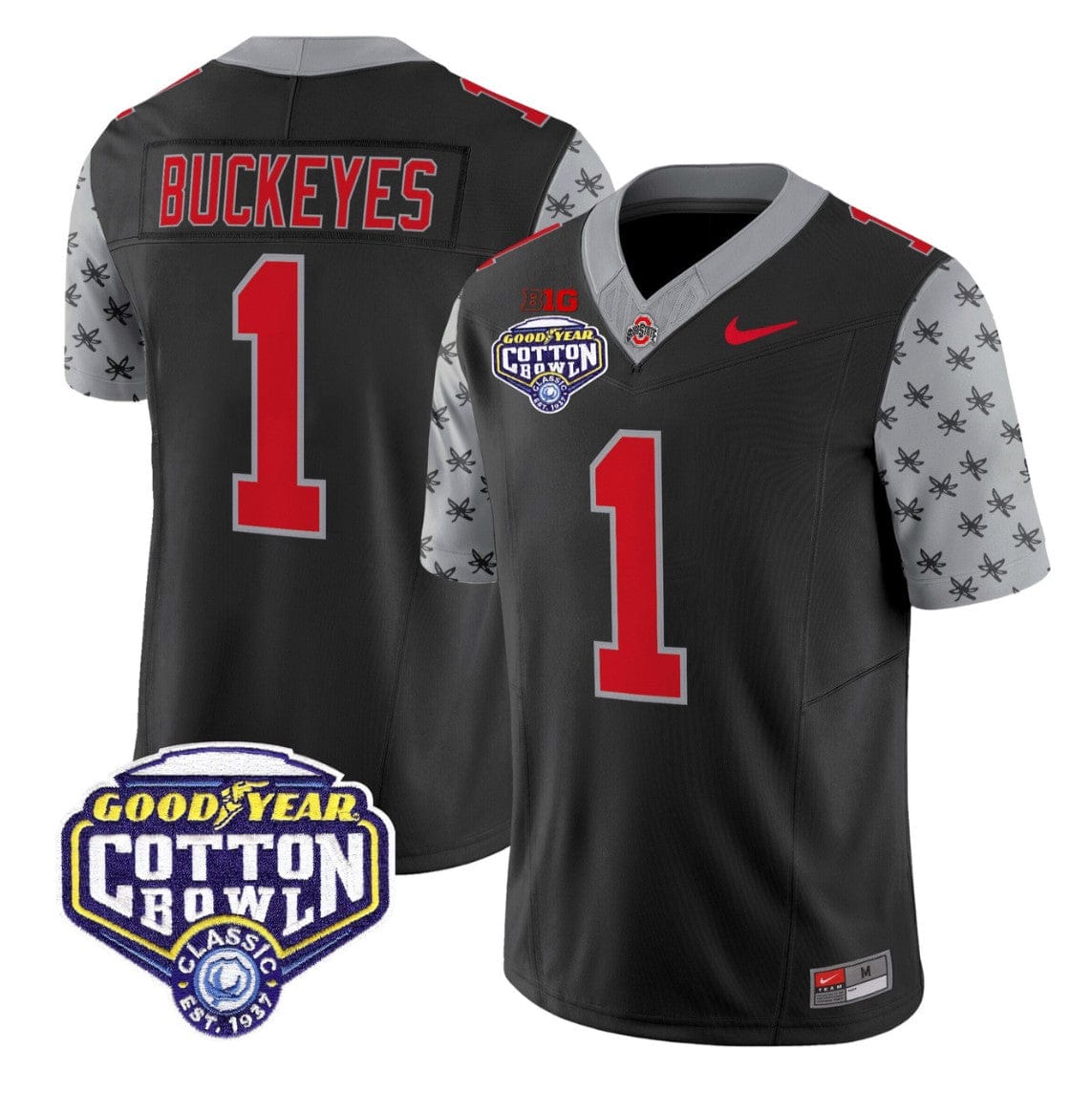 Alternative view of Buckeyes Jersey #1 Ohio State 2025 Cotton Bowl Patch Limited Stitched