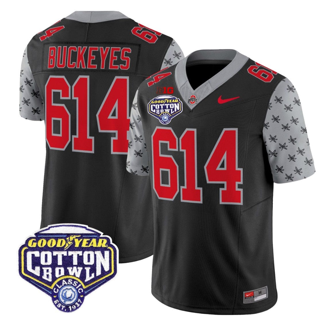 Alternative view of Buckeyes Jersey #614 Ohio State 2025 Cotton Bowl Patch Vapor Stitched