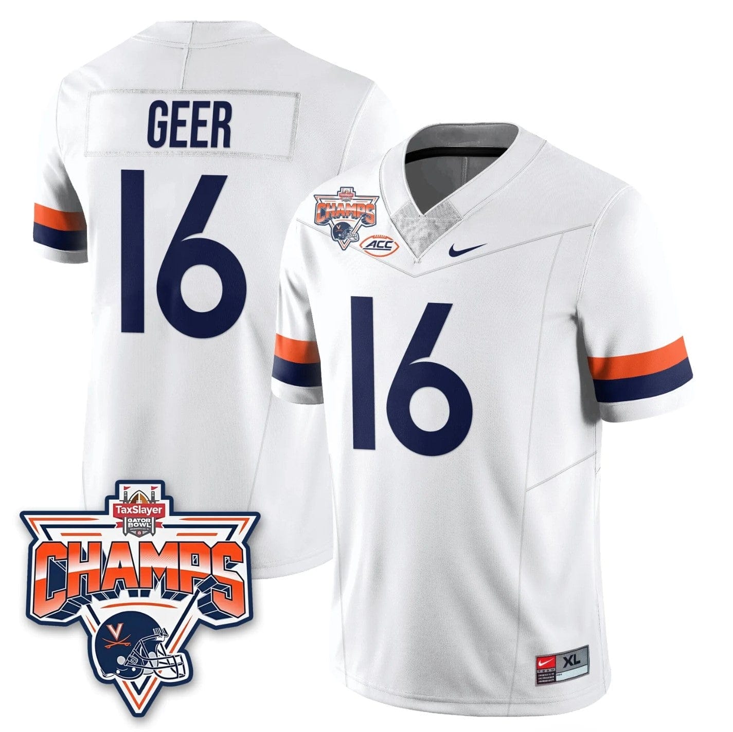 Cole Geer Jersey #16 Virginia Cavaliers 2025 Gator Bowl Champions Stitched - Image 4