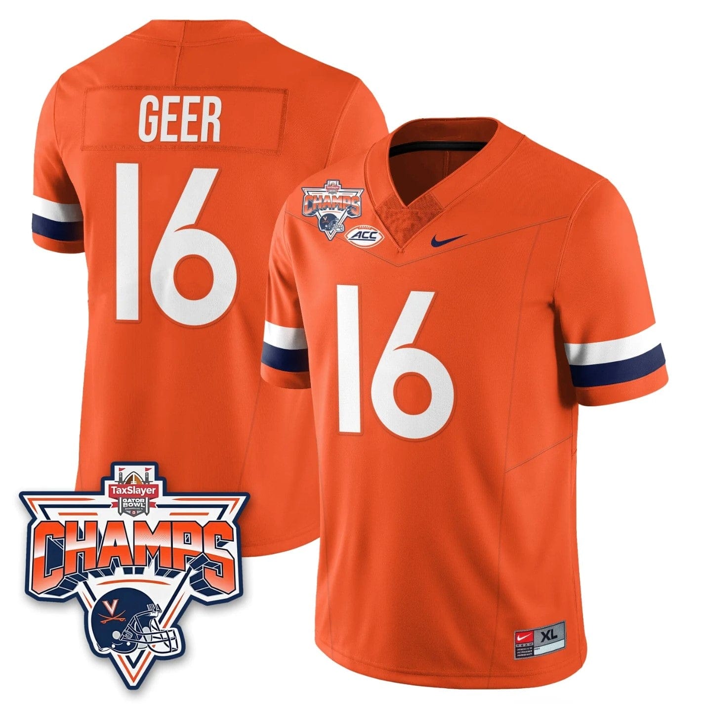 Cole Geer Jersey #16 Virginia Cavaliers 2025 Gator Bowl Champions Stitched - Image 3