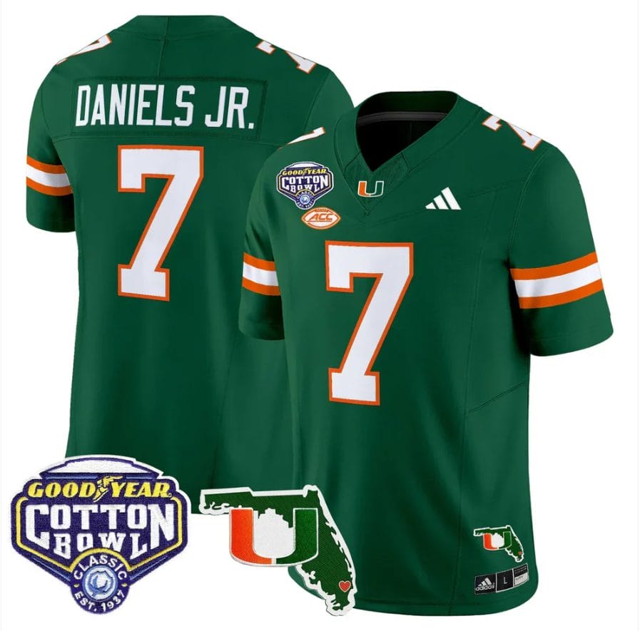 CJ Daniels Jersey #7 Miami Hurricanes 2025 Cotton Bowl Florida Stitched - Image 2