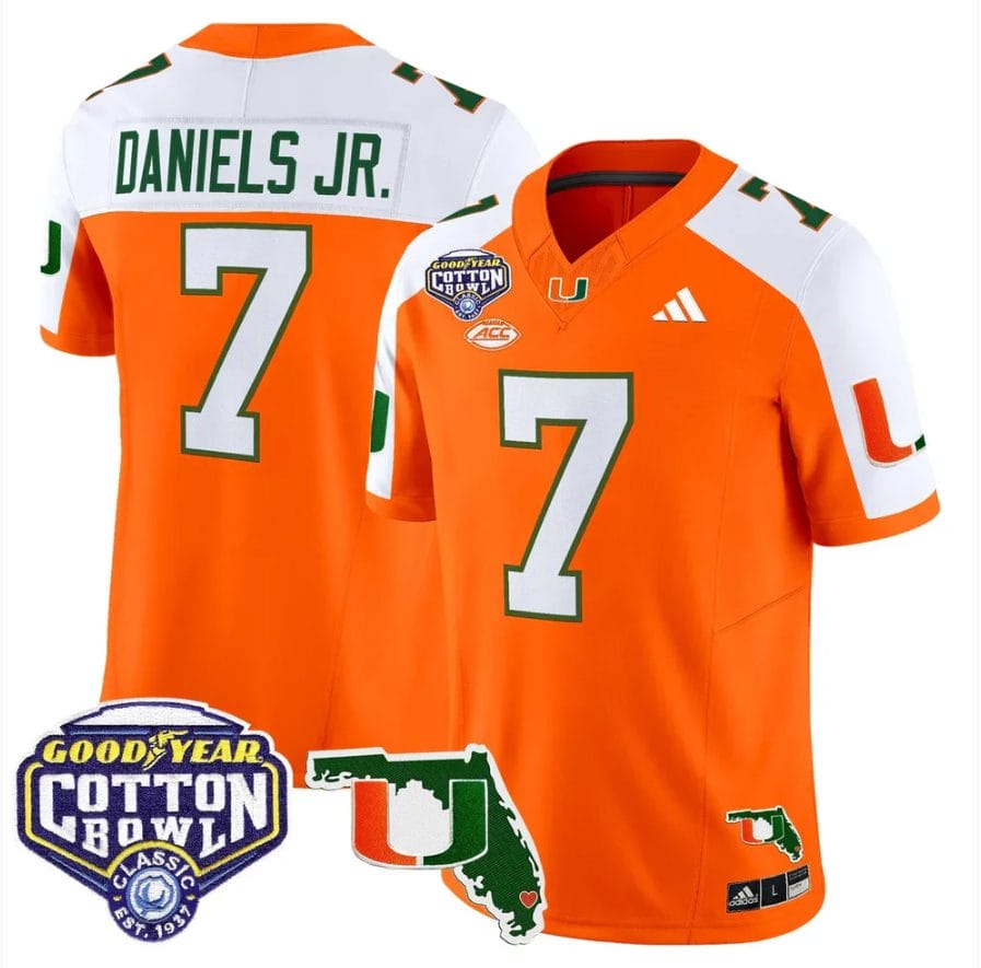 CJ Daniels Jersey #7 Miami Hurricanes 2025 Cotton Bowl Florida Stitched - Image 3