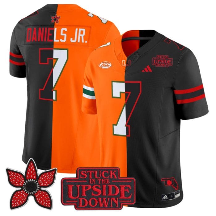 Alternative view of CJ Daniels Jersey #7 Miami Hurricanes Upside Down Edition Stitched