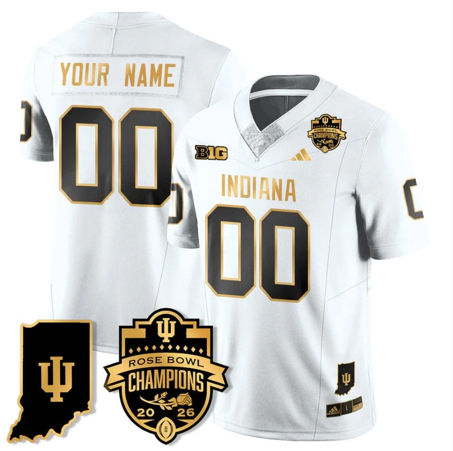 Custom Indiana Hoosiers Jersey Gold 2026 Rose Bowl Champions Stitched - Image 4