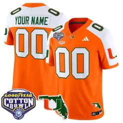 Alternative view of Custom Miami Hurricanes Jersey 2025 Cotton Bowl Florida Patch Stitched