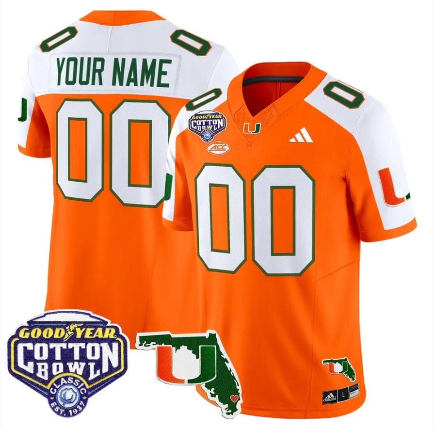 Custom Miami Hurricanes Jersey 2025 Cotton Bowl Florida Patch Stitched - Image 2