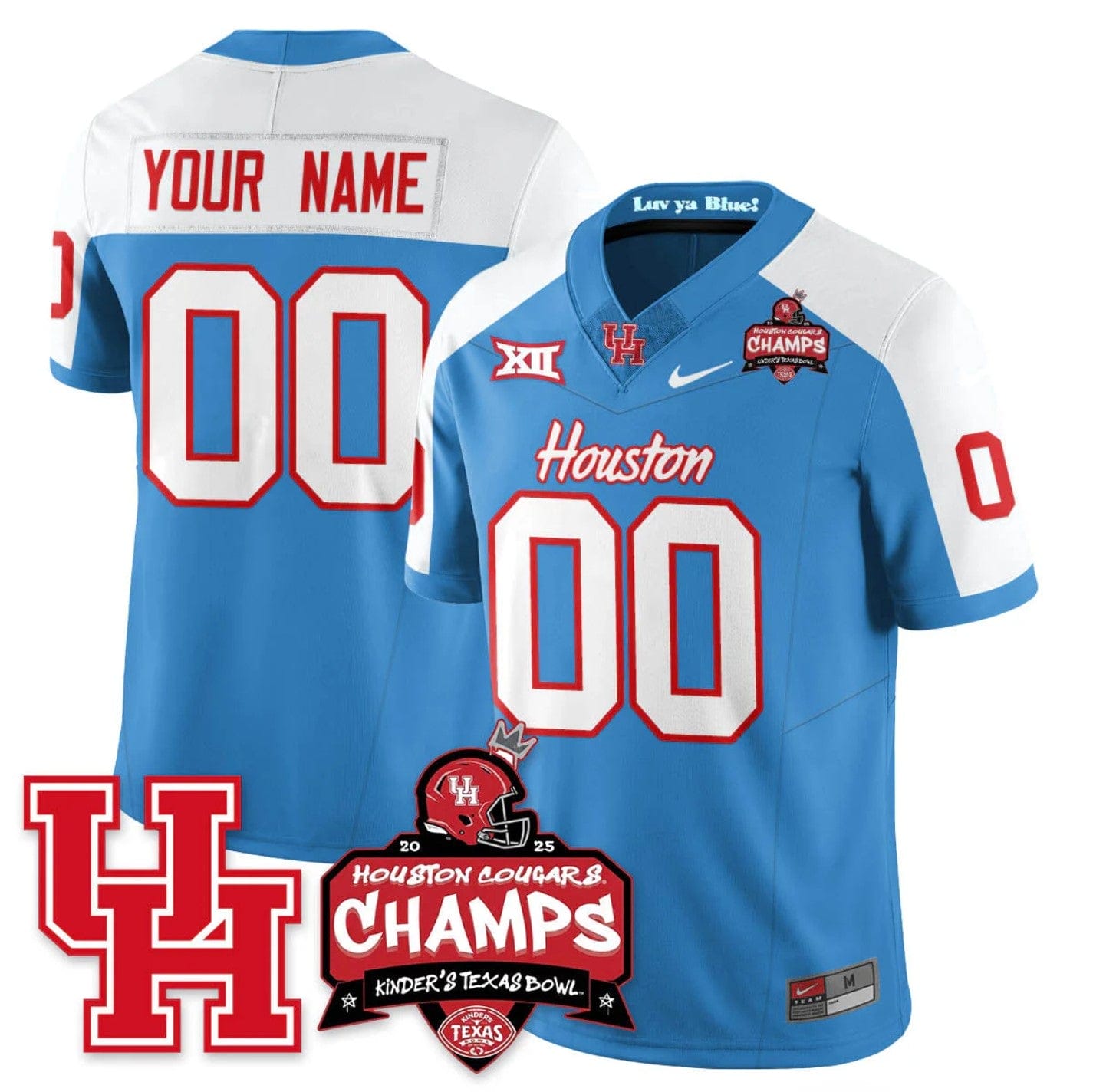 Custom Houston Cougar Jersey 2025 Kinder's Texas Bowl Champions Stitched - Image 4
