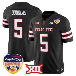 Alternative view of Caleb Douglas Jersey #5 Texas Tech 2025 Orange Bowl Patch V2 Stitched