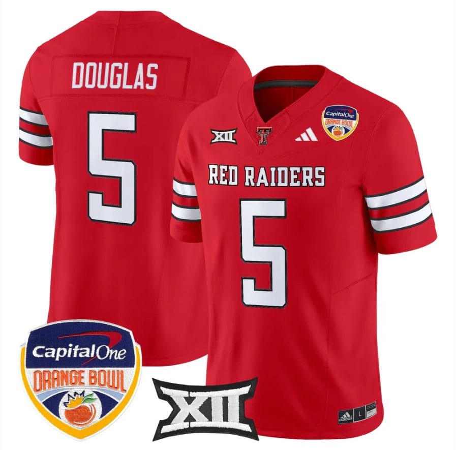 Caleb Douglas Jersey #5 Texas Tech 2025 Orange Bowl Patch V2 Stitched - Image 4