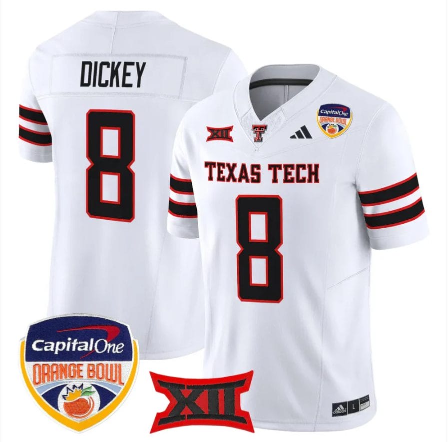 Cameron Dickey Jersey #8 Texas Tech 2025 Orange Bowl Patch V2 Stitched - Image 5