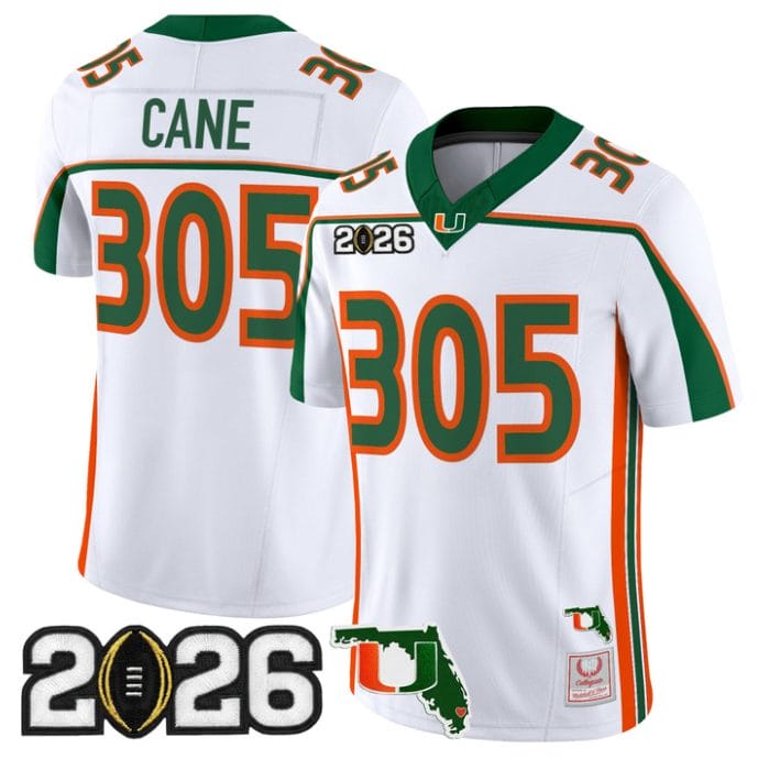 Cane Jersey #305 Miami Hurricanes Throwback 2026 CFP Final Florida Stitched