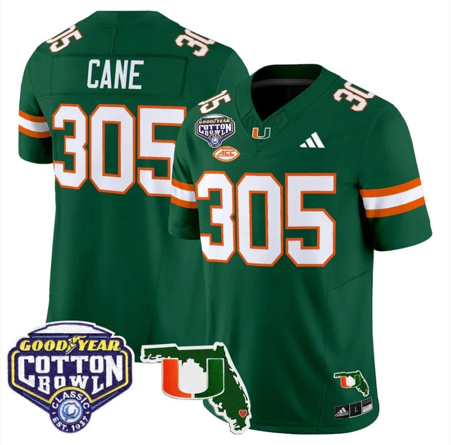 Cane Jersey #305 Miami Hurricanes 2025 Cotton Bowl Florida Patch Stitched - Image 2