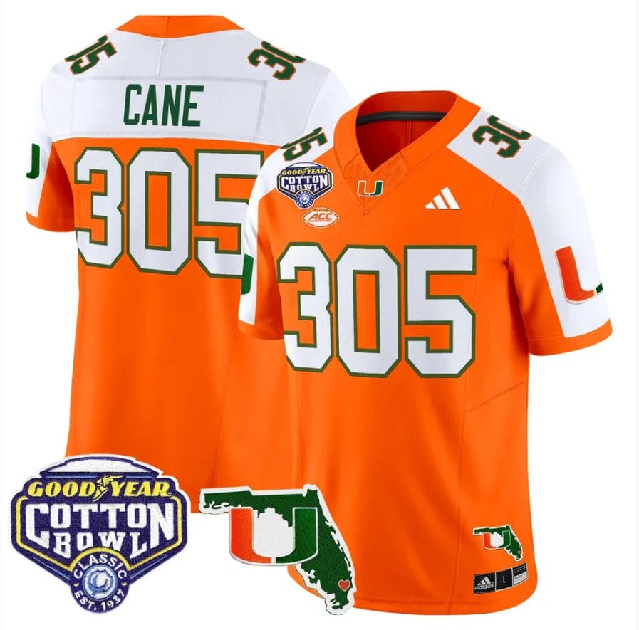 Cane Jersey #305 Miami Hurricanes 2025 Cotton Bowl Florida Patch Stitched - Image 3