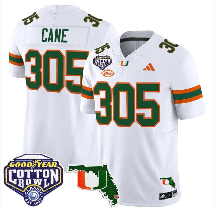 Cane Jersey #305 Miami Hurricanes 2025 Cotton Bowl Florida Patch Stitched - Image 5
