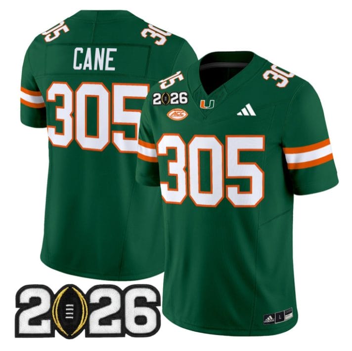 Alternative view of Cane Jersey #305 Miami Hurricanes 2026 CFP Final Patch Stitched Black