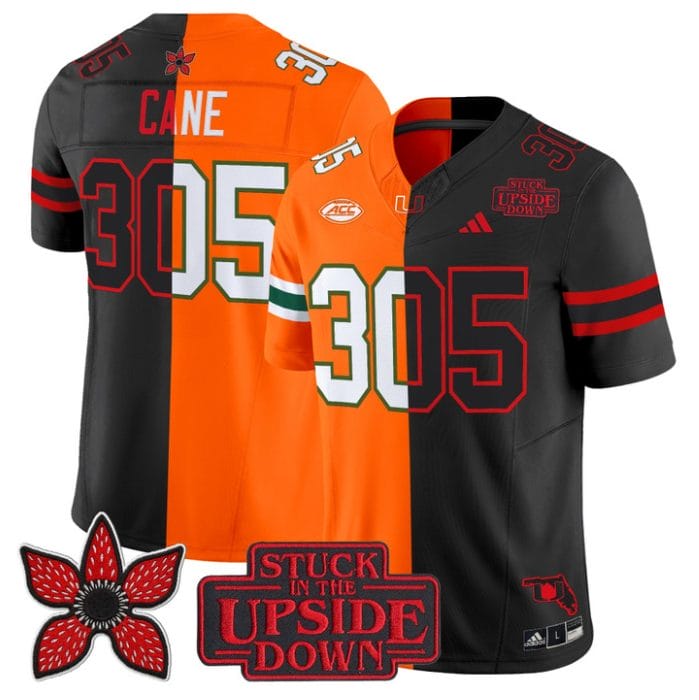 Alternative view of Cane Jersey #305 Miami Hurricanes Upside Down Edition Stitched
