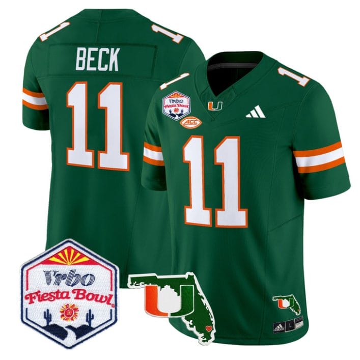Carson Beck Jersey #11 Miami Hurricanes 2026 Fiesta Bowl Florida Green