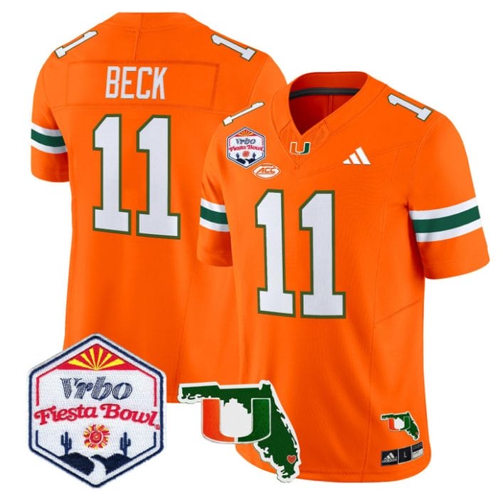 Carson Beck Jersey #11 Miami Hurricanes 2026 Fiesta Bowl Florida Orange