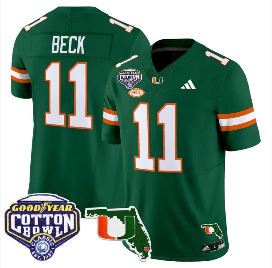 Carson Beck Jersey #11 Miami Hurricanes 2025 Cotton Bowl Florida Patch Stitched - Image 2