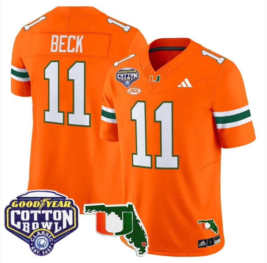 Carson Beck Jersey #11 Miami Hurricanes 2025 Cotton Bowl Florida Patch Stitched - Image 4