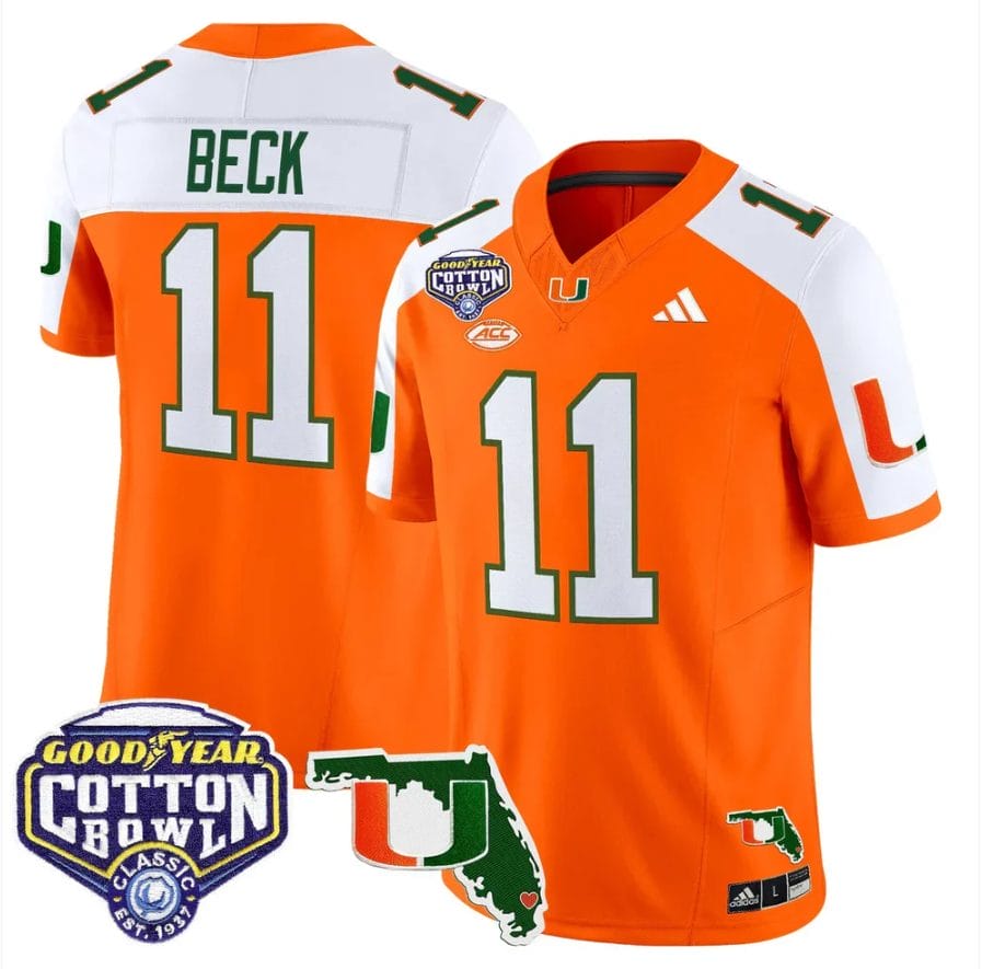 Carson Beck Jersey #11 Miami Hurricanes 2025 Cotton Bowl Florida Patch Stitched - Image 3
