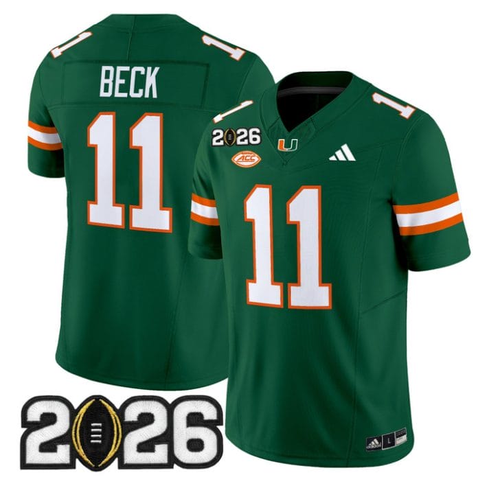 Alternative view of Carson Beck Jersey #11 Miami Hurricanes 2026 CFP Final Stitched Black