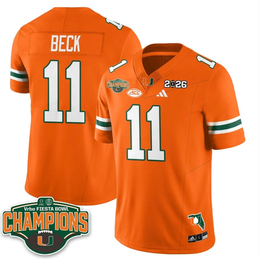 Carson Beck Jersey #11 Miami Hurricanes 2026 Fiesta Bowl Champions Stitched - Image 4