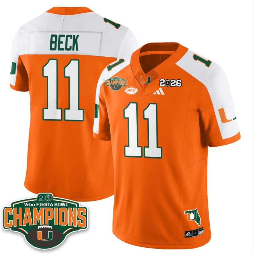 Carson Beck Jersey #11 Miami Hurricanes 2026 Fiesta Bowl Champions Stitched - Image 3