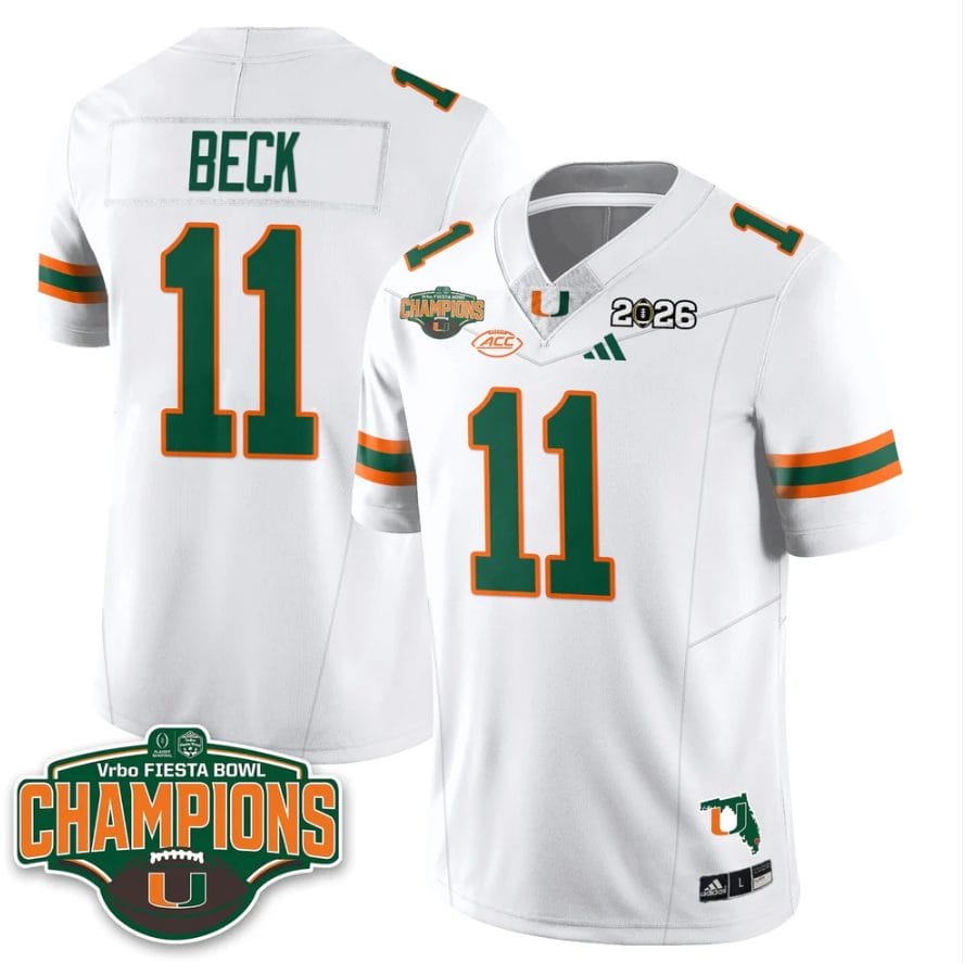 Carson Beck Jersey #11 Miami Hurricanes 2026 Fiesta Bowl Champions Stitched - Image 5