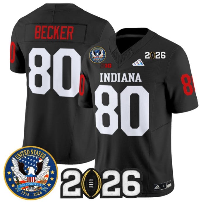 Alternative view of Charlie Becker Jersey #80 Hoosiers United States 250th Patch V2 Stitched