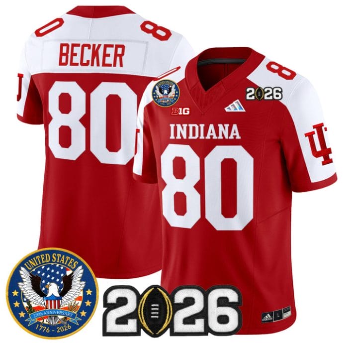 Charlie Becker Jersey #80 Hoosiers United States 250th Patch V2 Stitched - Image 3
