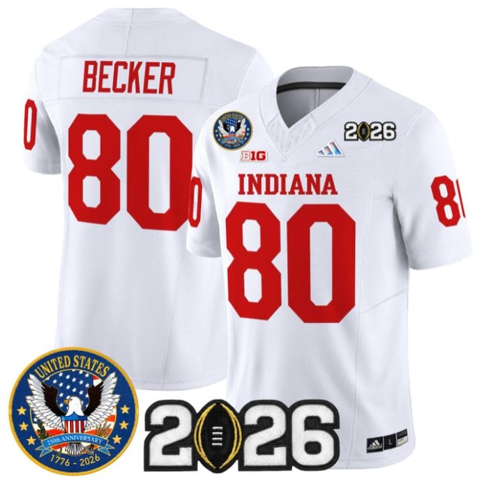 Charlie Becker Jersey #80 Hoosiers United States 250th Patch V2 Stitched - Image 5