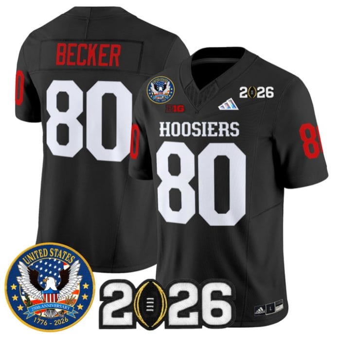 Alternative view of Charlie Becker Jersey #80 Indiana Hoosiers United States 250th 2026 Stitched