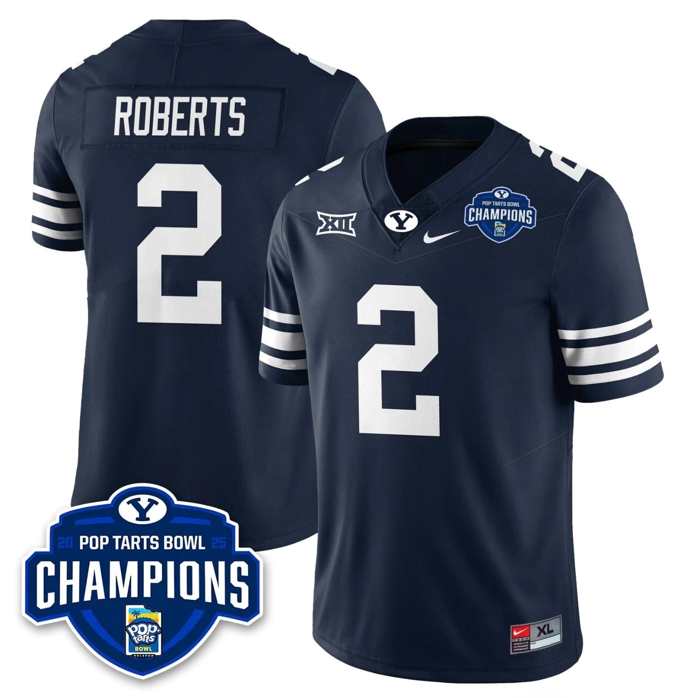 Alternative view of Chase Roberts Jersey #2 BYU Cougars 2025 Pop-Tarts Bowl Champions Stitched