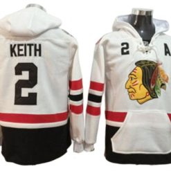 Chicago Blackhawks #2 Duncan Keith White One Front Pocket Pullover Hoodie