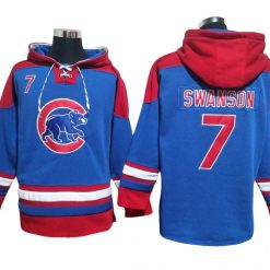 Chicago Cubs #7 Dansby Swanson Blue Ageless Must-Have Lace-Up Pullover Hoodie