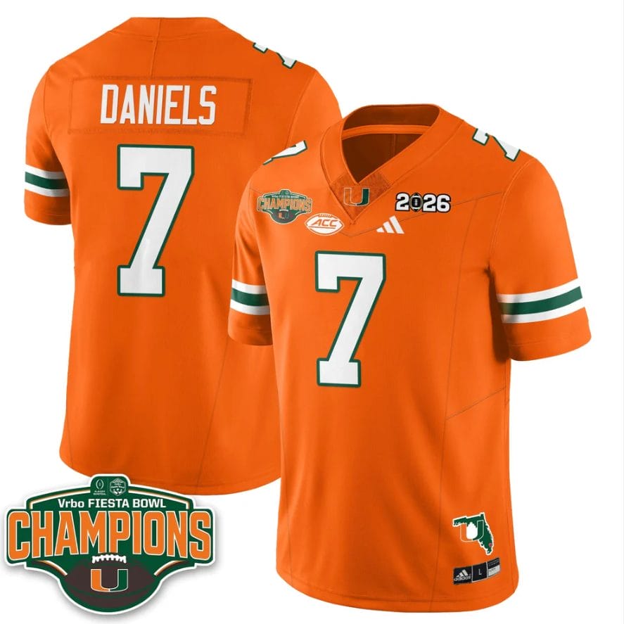Cj Daniels Jersey #7 Miami Hurricanes 2026 Fiesta Bowl Champions Black - Image 4