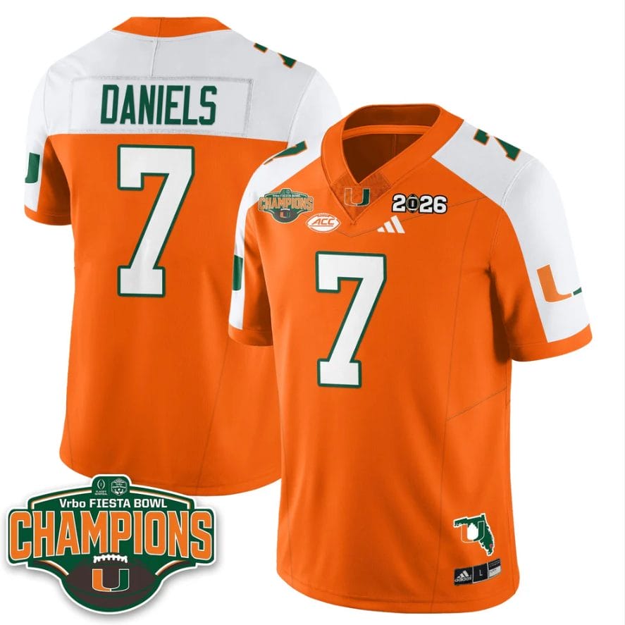 Cj Daniels Jersey #7 Miami Hurricanes 2026 Fiesta Bowl Champions Black - Image 3