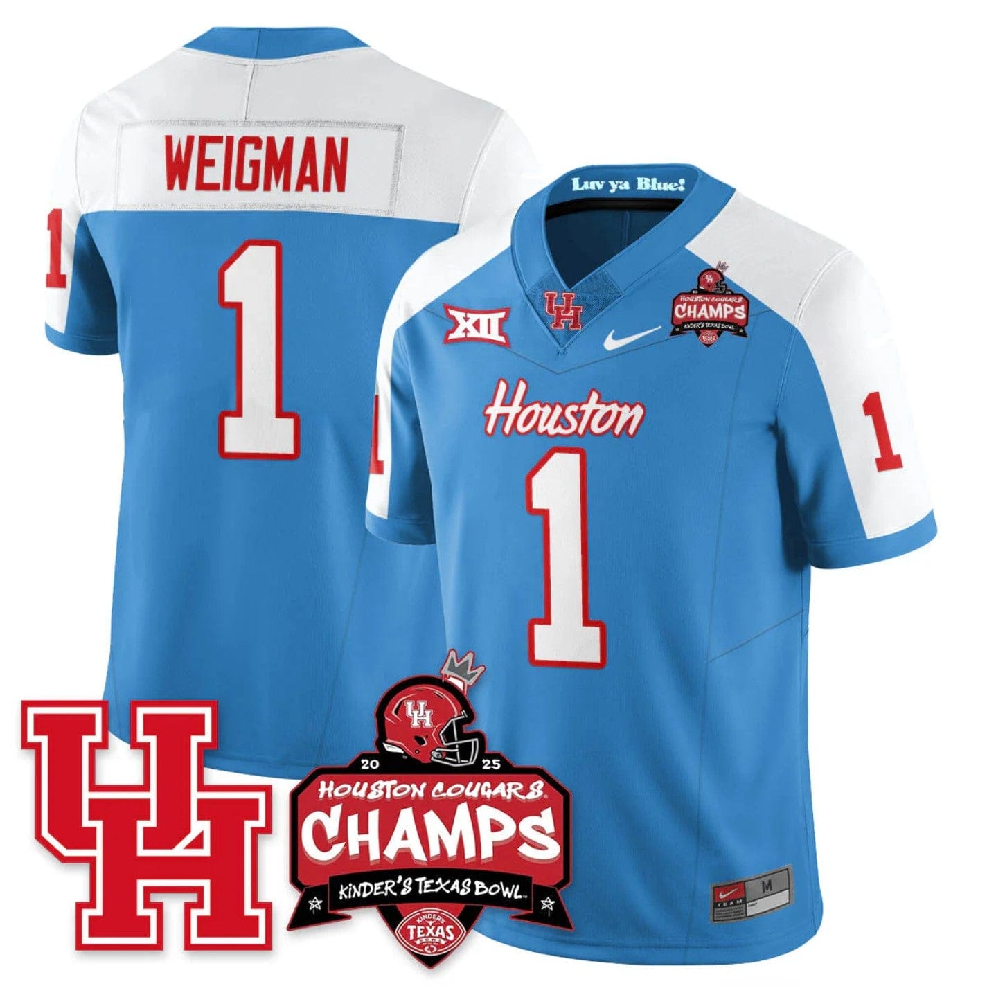 Alternative view of Conner Weigman Jersey #1 Houston Cougar 2025 Texas Bowl Champions