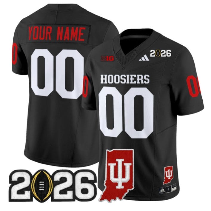 Alternative view of Custom Indiana Hoosiers Jersey 2026 CFP Final Indiana State Patch Stitched