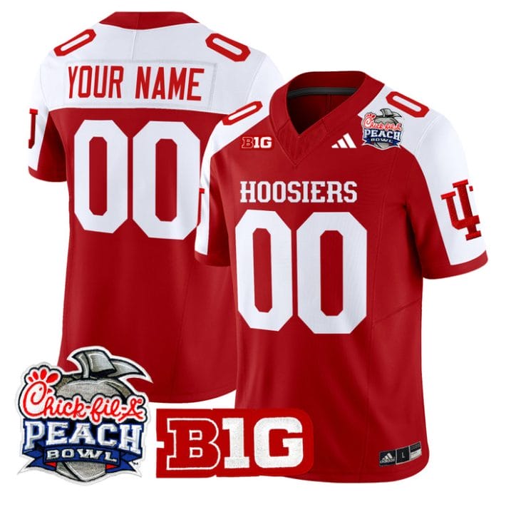 Custom Indiana Hoosiers Jersey 2026 Peach Bowl Patch Limited Stitched - Image 3