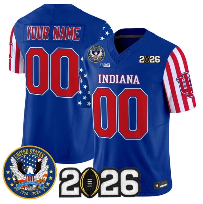 Custom Indiana Hoosiers Jersey America 250 Edition 2026 CFP Final Patch Stitched - Image 2