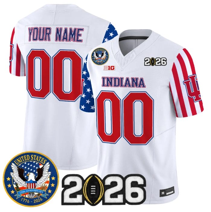Custom Indiana Hoosiers Jersey America 250 Edition 2026 CFP Final Patch Stitched - Image 3