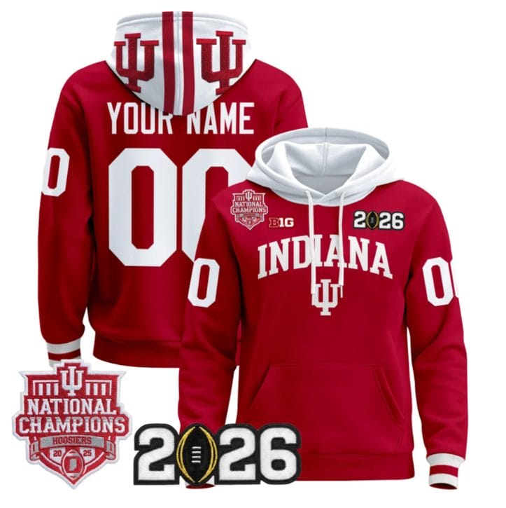 Custom Indiana Hoosiers Pullover Hoodie 2025 National Champions Stitched Black Alternate - Image 4